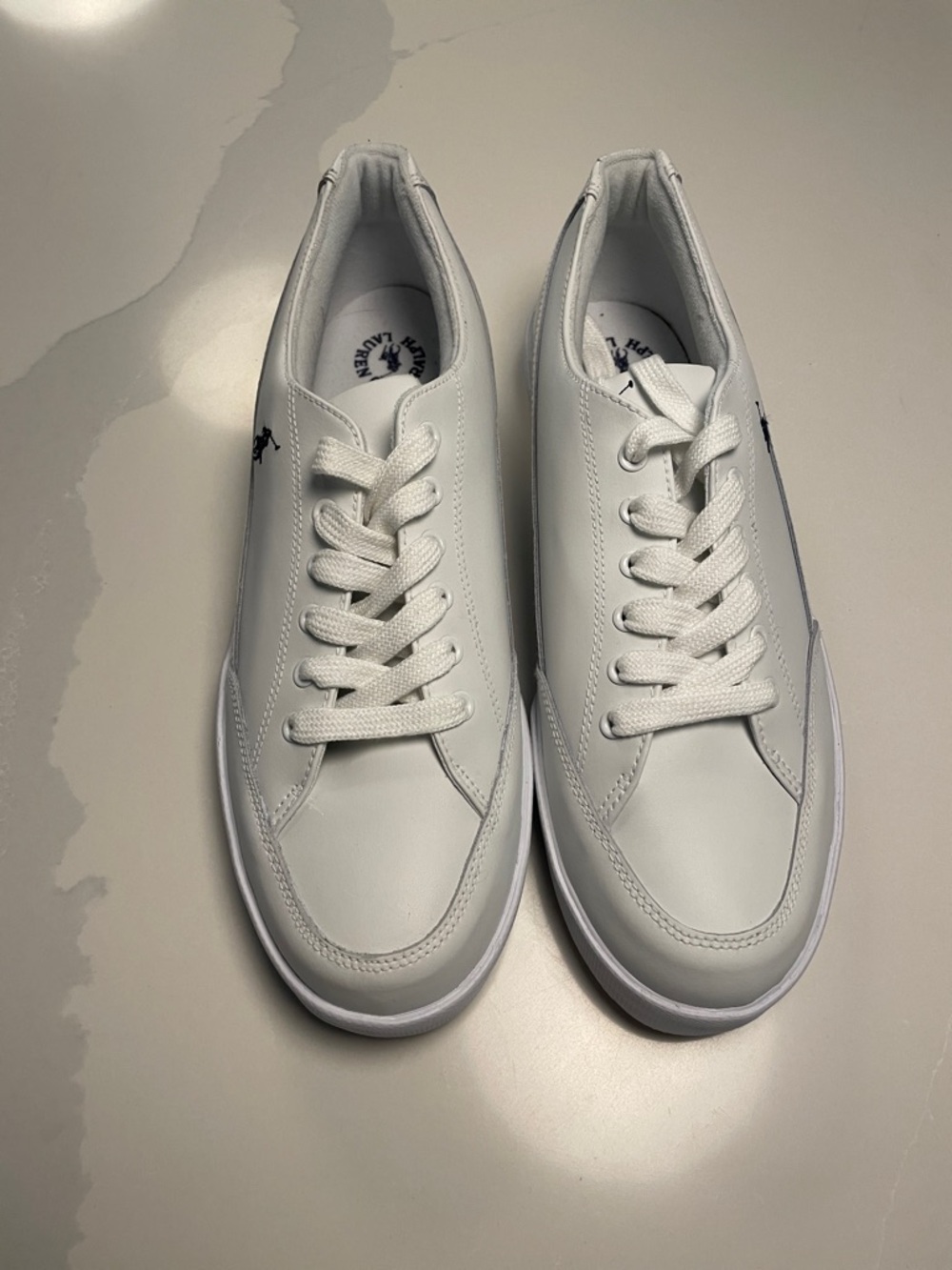 Men’s Polo by Ralph Lauren White Low-Top Sneakers leather 13D - Picture 2 of 7